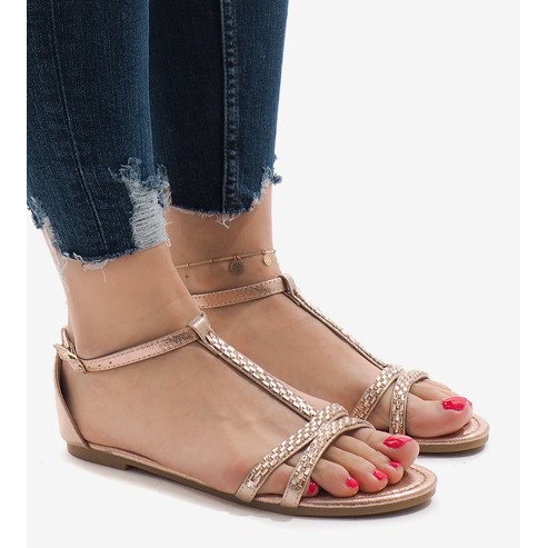 Champagne sandały zdobione WL017 żółte 1