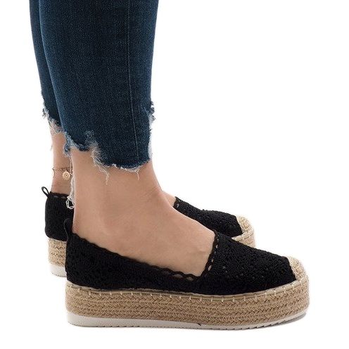 Czarne trampki espadryle na platformie 7801-P 1
