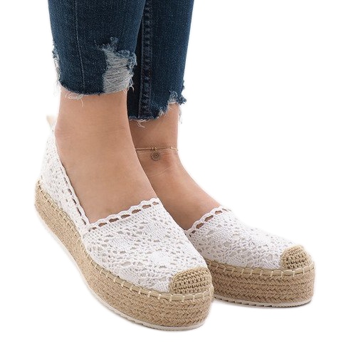 Białe trampki espadryle na platformie 7801-P 1