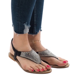 Czarne sandały japonki zdobione JN1359-2 1