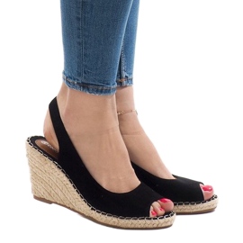 Czarne sandały koturny 2894 2