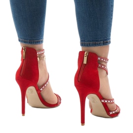 Czerwone sandały na szpilce 9081-9 3