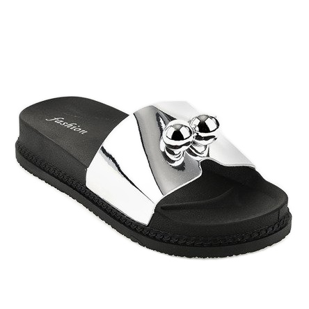 Srebrne klapki z kulkami 1819 szare 1