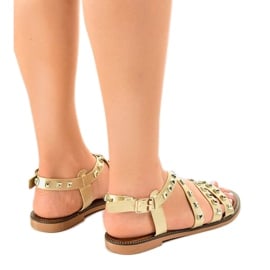 Złote sandały płaskie zdobione M-520 złoty 3