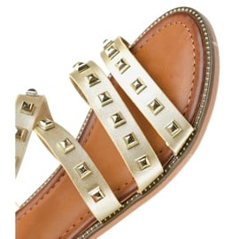 Złote sandały płaskie zdobione M-520 złoty 4