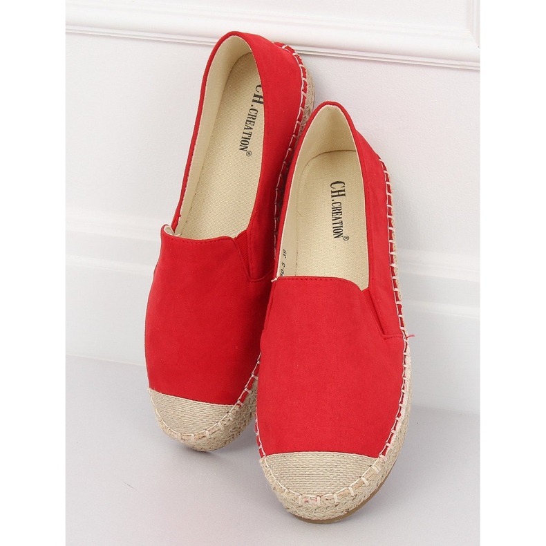 Espadryle damskie czerwone 180-5 Red II-GAT 1