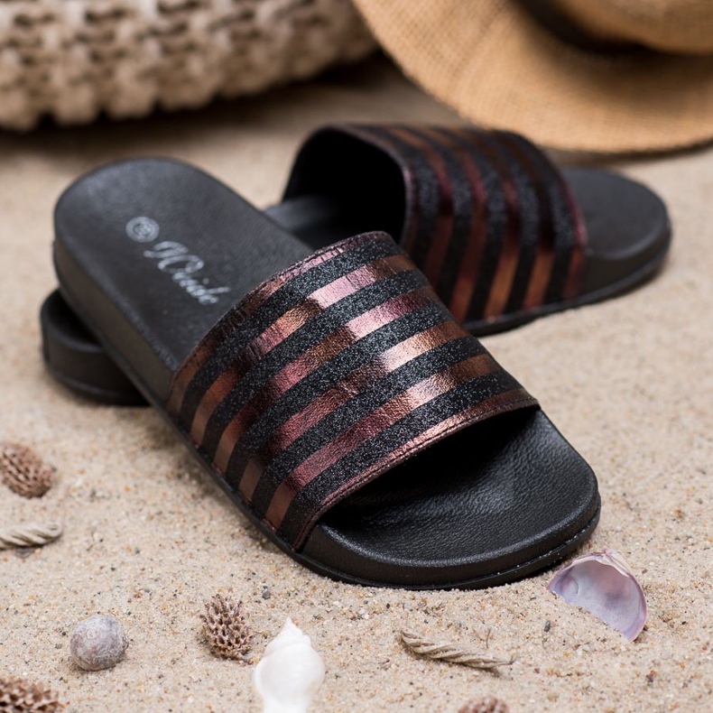 Weide Klapki Z Brokatem czarne 1