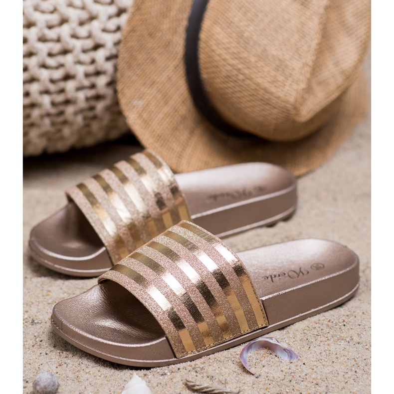 Weide Klapki Z Brokatem żółte 2