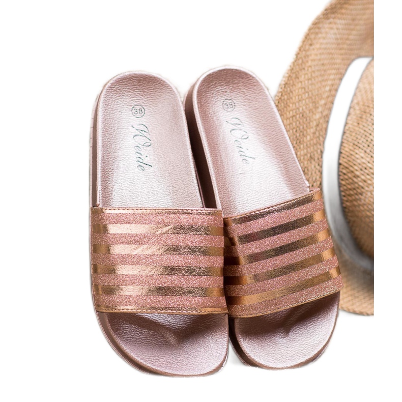 Weide Klapki Z Brokatem różowe 1