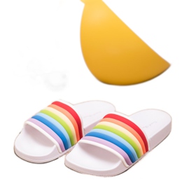Sweet Shoes Kolorowe Gumowe Klapki białe wielokolorowe 3