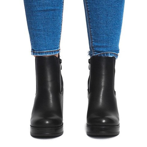 Botki Na Słupku Z Gumką X9098 Czarny czarne 1