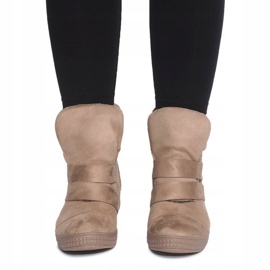 Sneakersy Na Koturnie Z Rzepą 1703 Camel brązowe 2