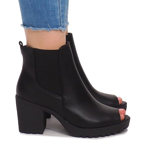 Odkryte Botki Na Słupku B2890 Czarny czarne 2