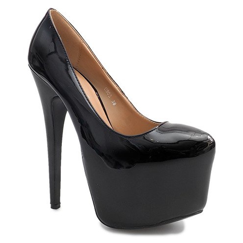 Wysokie Lakierowane Szpilki Na Platformie D905 Czarny czarne 1