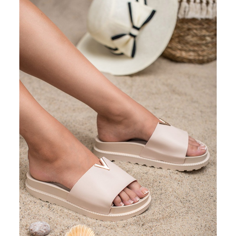 SHELOVET Klapki Na Platformie różowe 2