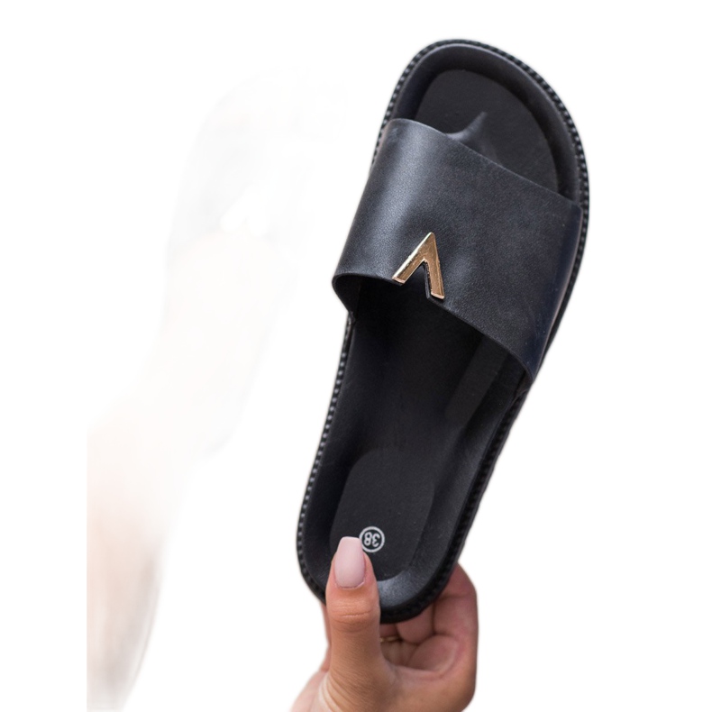 SHELOVET Klapki Na Platformie czarne 2