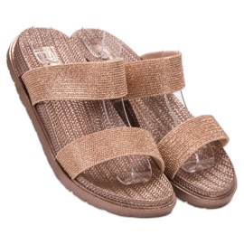 EXQUILY Modne Gumowe Klapki różowe 1