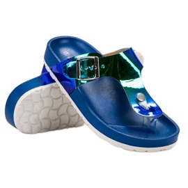 Ideal Shoes Japonki Z Efektem Holo niebieskie 1