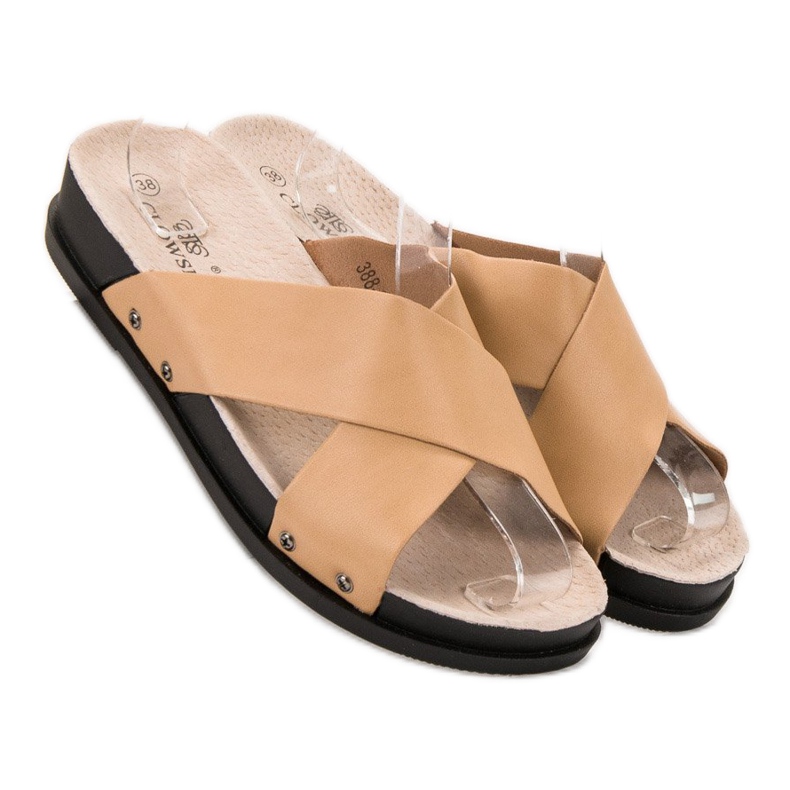 Clowse Beżowe Klapki beżowy 2