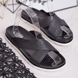 Emaks Czarne Klapki Z Brokatem 2