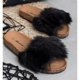 Bona Klapki Z Futerkiem czarne 2