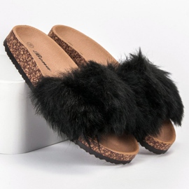 Bona Klapki Z Futerkiem czarne 1
