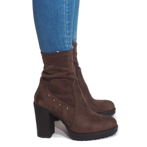 Zamszowe Botki BG-59 Taupe brązowe wielokolorowe 1