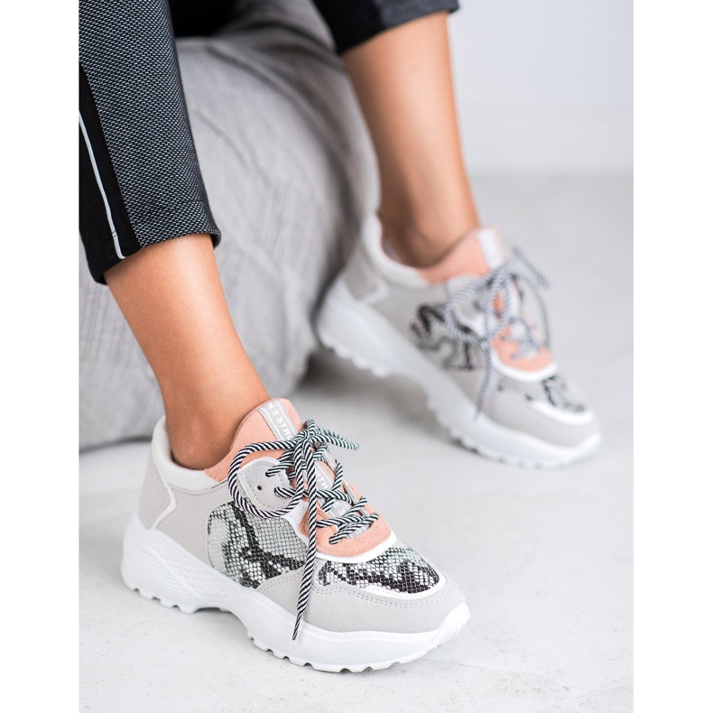 SHELOVET Modne Sneakersy Snake Print szare 1