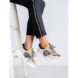 SHELOVET Modne Sneakersy Leopard Print brązowe 2