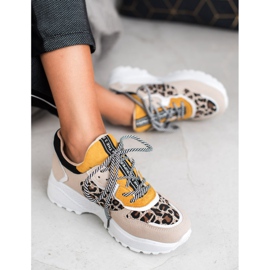 SHELOVET Modne Sneakersy Leopard Print brązowe 1
