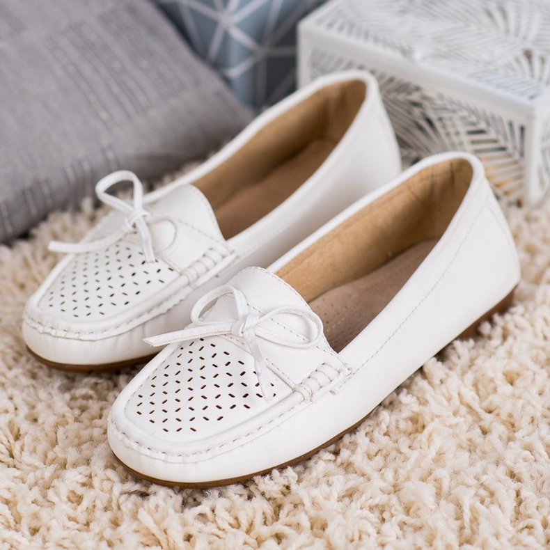 SHELOVET Casualowe Mokasyny białe 2