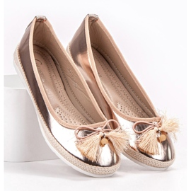 COLORFUL Modne Złote Baleriny złoty 1
