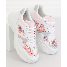 Buty sportowe w kwiaty białe 3002 WHITE/FLOWER Red 1