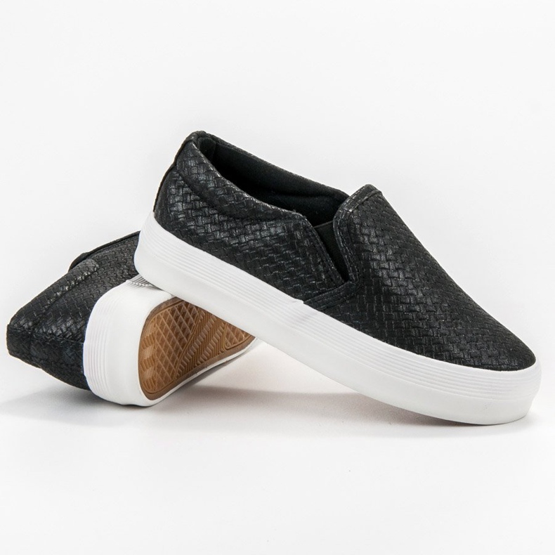 SHELOVET Czarne Trampki Slip On 1
