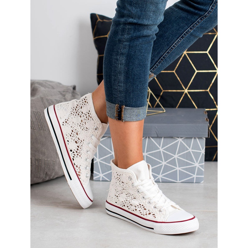 Renda Koronkowe Trampki białe 1
