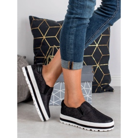 SHELOVET Lekkie Slipony Na Platformie czarne 1