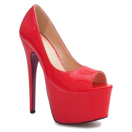 Wysokie Lakierowane Szpilki Na Platformie D913 Czerwony czerwone 1