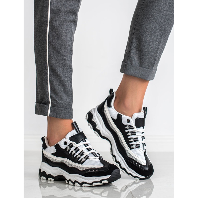 Small Swan Sneakersy Z Brokatem białe czarne 1