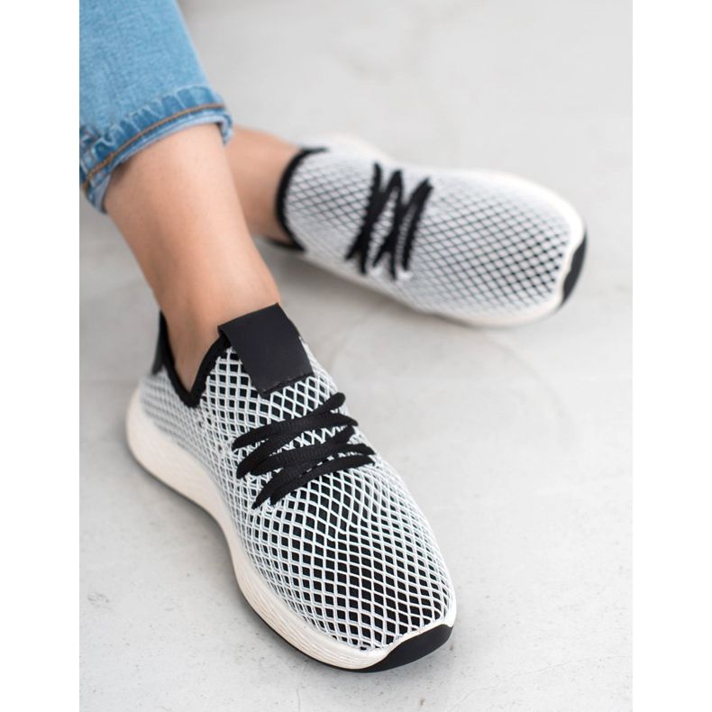 SHELOVET Modne Wsuwane Obuwie białe czarne 2