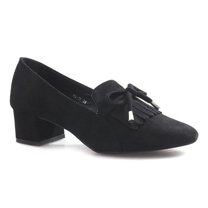 Czarne czółenka na słupku Heart 1