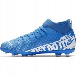 Buty piłkarskie Nike Mercurial Superfly 7 Club FG/MG Jr AT8150-414 niebieskie niebieskie 2