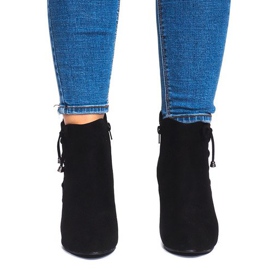 Zamszowe Botki Na Słupku 66-98 Czarny czarne 2