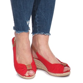 Czerwone sandały na koturnie espadryle Zoe 2