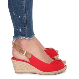 Czerwone sandały na koturnie espadryle Zoe 3