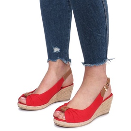 Czerwone sandały na koturnie espadryle Zoe 5