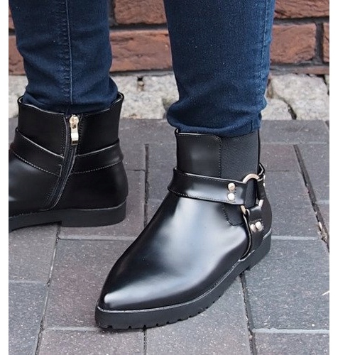 Ocieplane Eleganckie Botki Z Klamrą HW14 Czarny czarne 1