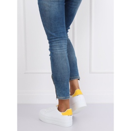 Trampki na wysokiej podeszwie biało-żółte B0-31 WHITE/YELLOW białe 2