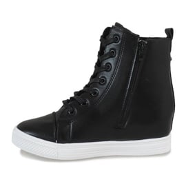Czarne klasyczne sneakersy na koturnie DD476-1 1