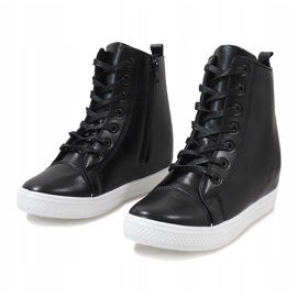 Czarne klasyczne sneakersy na koturnie DD476-1 2