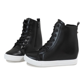 Czarne klasyczne sneakersy na koturnie DD476-1 3